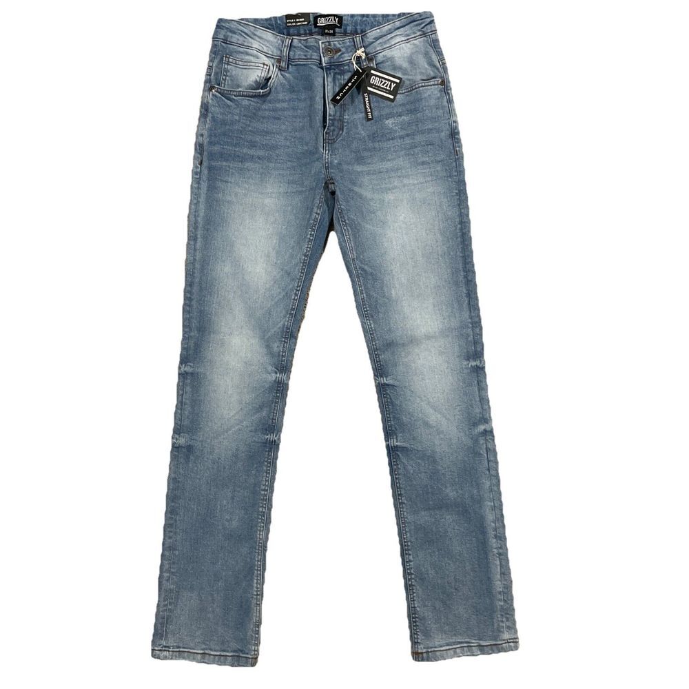 NWT  Grizzly Griptape Blue Jeans Med. Wash Straight Fit Stretch Sz. 31x34